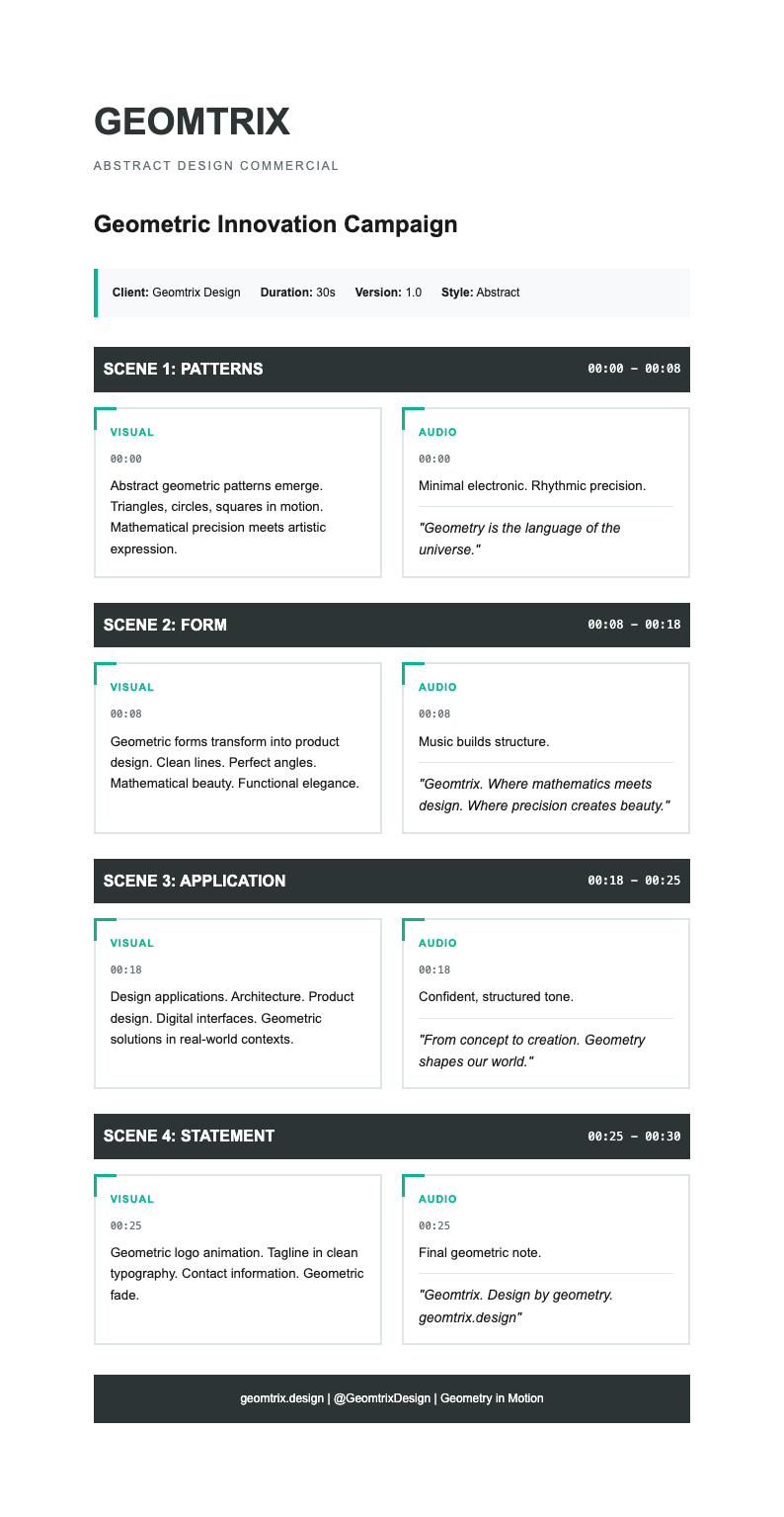 Abstract geometric commercial script